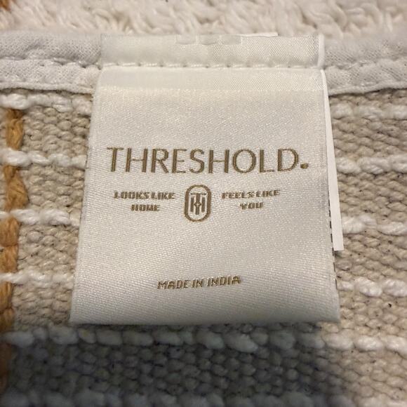 Threshold Bath Rug Modern Tufted Cream/Yellow Stripe 100% Cotton 20”x 30” NEW - Picture 9 of 11